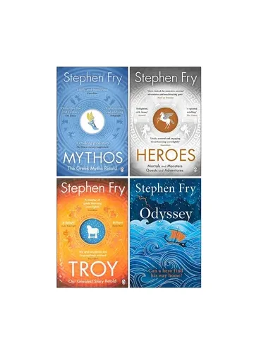Stephen Fry Greek Myths Series 4 Books Collection Set (Mythos, Heroes, Troy & Odyssey)