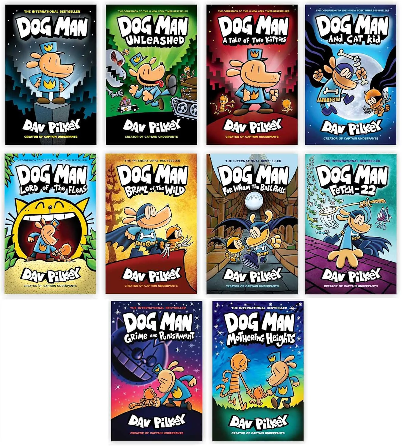 Dog Man Series 1-10 Complete Books Set by Dav Pilkey