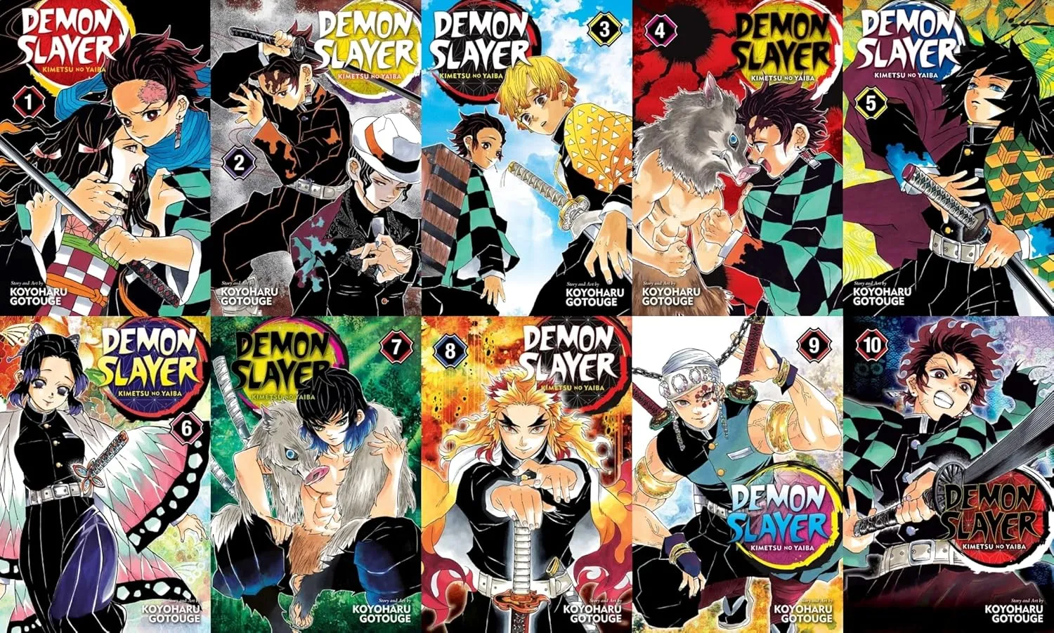 Demon Slayer 10 book set. Volumes 1-10 by Koyoharu Gotouge
