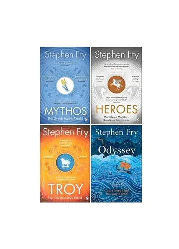Stephen Fry Greek Myths Series 4 Books Collection Set (Mythos, Heroes, Troy & Odyssey)